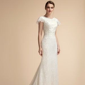 Lace Mermaid Short Flutter Sleeve Mermaid Dress